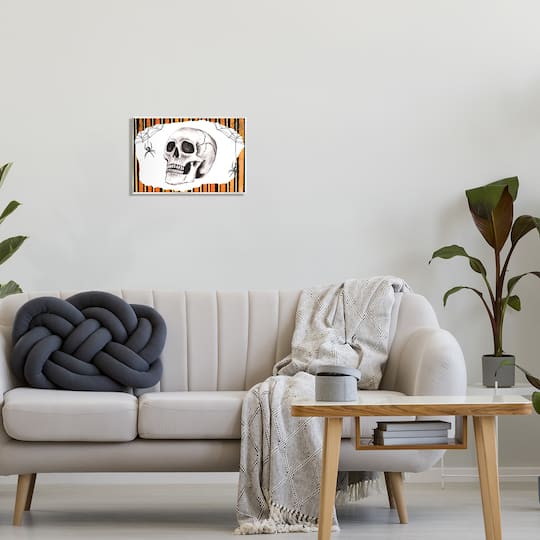 Stupell Industries Orange & Black Striped Skull Wall Plaque Art